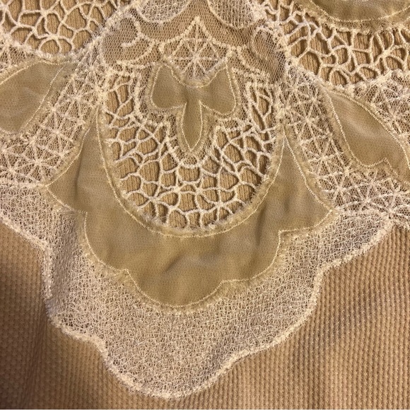 Free People Toni Lace Sheer Embroidered Long Sleeve Top in Oatmeal Sz S - Picture 5 of 16